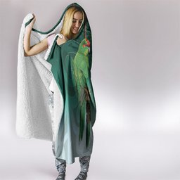 New Zealand Parakeet Bird Hooded Blanket With Kakabeak Flowers