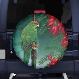 New Zealand Parakeet Bird Spare Tire Cover With Kakabeak Flowers