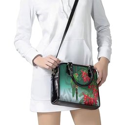 New Zealand Parakeet Bird Shoulder Handbag With Kakabeak Flowers