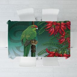 New Zealand Parakeet Bird Tablecloth With Kakabeak Flowers