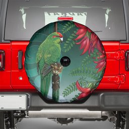 New Zealand Parakeet Bird Spare Tire Cover With Kakabeak Flowers