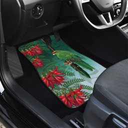 New Zealand Parakeet Bird Car Mats With Kakabeak Flowers