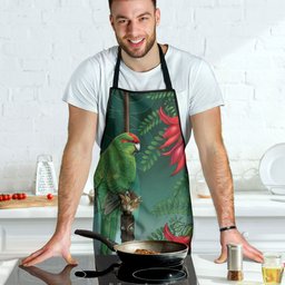 New Zealand Parakeet Bird Apron With Kakabeak Flowers
