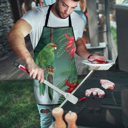 New Zealand Parakeet Bird Apron With Kakabeak Flowers