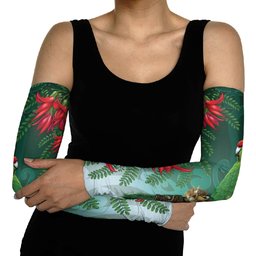 New Zealand Parakeet Bird Arm Sleeves With Kakabeak Flowers