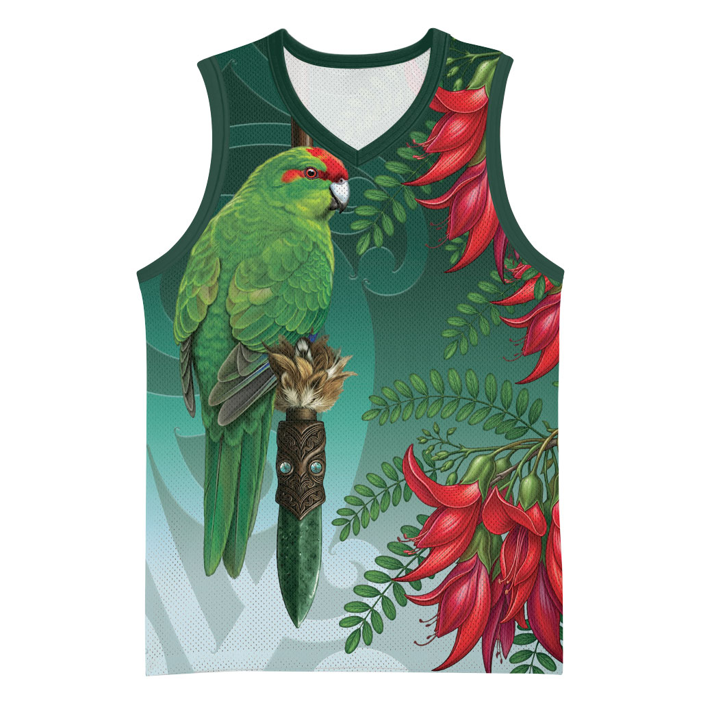 New Zealand Parakeet Bird Basketball Jersey With Kakabeak Flowers