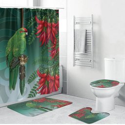 New Zealand Parakeet Bird Bathroom Set With Kakabeak Flowers
