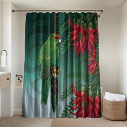 New Zealand Parakeet Bird Bathroom Set With Kakabeak Flowers