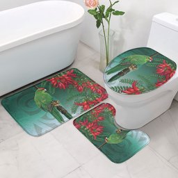 New Zealand Parakeet Bird Bathroom Set With Kakabeak Flowers