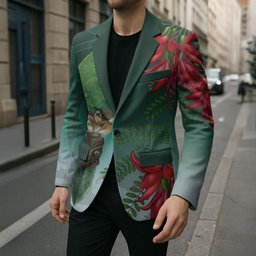 New Zealand Parakeet Bird Blazer With Kakabeak Flowers