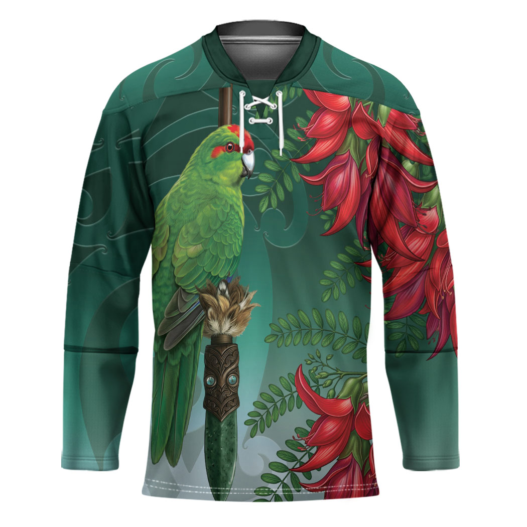 New Zealand Parakeet Bird Hockey Jersey With Kakabeak Flowers