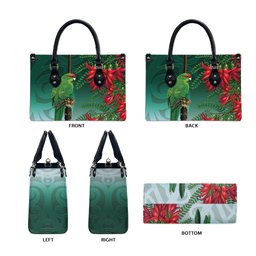 New Zealand Parakeet Bird Leather Bag With Kakabeak Flowers
