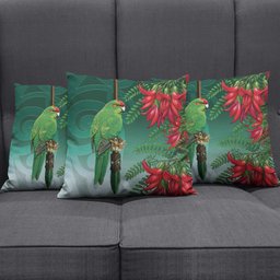 New Zealand Parakeet Bird Pillow Cover With Kakabeak Flowers