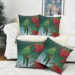 New Zealand Parakeet Bird Pillow Cover With Kakabeak Flowers
