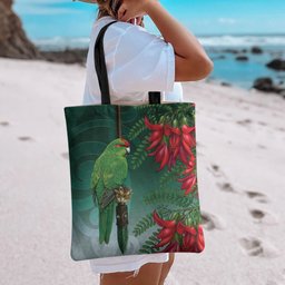 New Zealand Parakeet Bird Tote Bag With Kakabeak Flowers