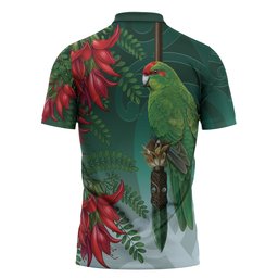 New Zealand Parakeet Bird Zipper Polo Shirt With Kakabeak Flowers