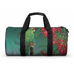 New Zealand Parakeet Bird Duffle Bag With Kakabeak Flowers