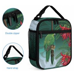 New Zealand Parakeet Bird Lunch Bag With Kakabeak Flowers