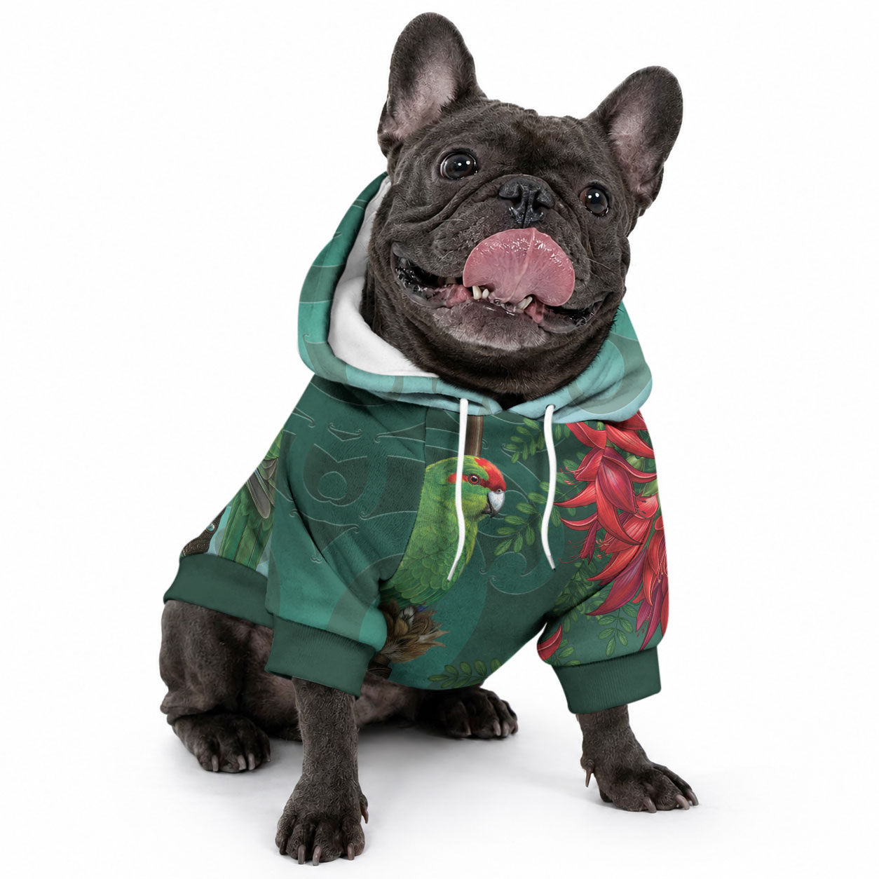 New Zealand Parakeet Bird Pet Hoodie With Kakabeak Flowers