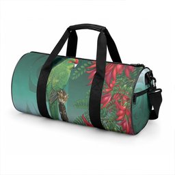 New Zealand Parakeet Bird Duffle Bag With Kakabeak Flowers