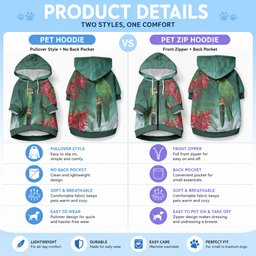 New Zealand Parakeet Bird Pet Hoodie With Kakabeak Flowers