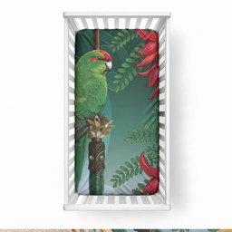 New Zealand Parakeet Bird Baby Bed Cover With Kakabeak Flowers