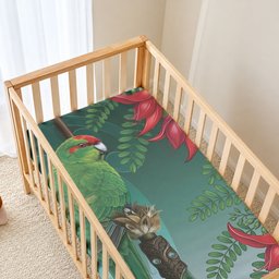 New Zealand Parakeet Bird Baby Bed Cover With Kakabeak Flowers