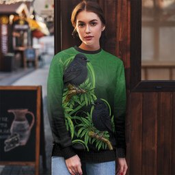 New Zealand Black Robin Ugly Christmas Sweater Karure Maori Koru Art Tattoo