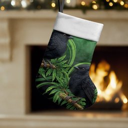 New Zealand Black Robin Christmas Stocking Karure Maori Koru Art Tattoo
