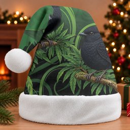 New Zealand Black Robin Christmas Santa Hat Karure Maori Koru Art Tattoo