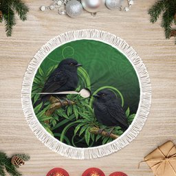 New Zealand Black Robin Tree Skirt Karure Maori Koru Art Tattoo
