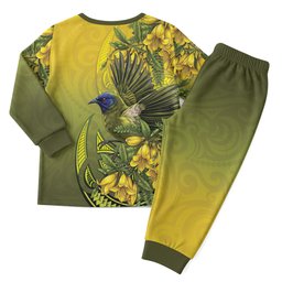 New Zealand Bellbird Christmas Pajama Set With Kowhai Flowers