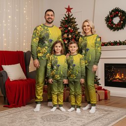 New Zealand Bellbird Christmas Pajama Set With Kowhai Flowers