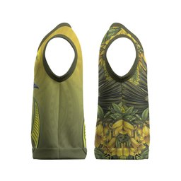 New Zealand Bellbird Christmas Knitted V-Neck Vest With Kowhai Flowers