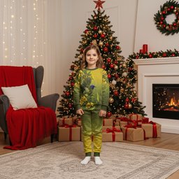 New Zealand Bellbird Christmas Pajama Set With Kowhai Flowers