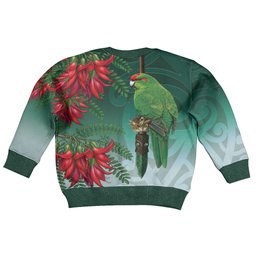 New Zealand Parakeet Bird Kid Ugly Christmas Sweater With Kakabeak Flowers