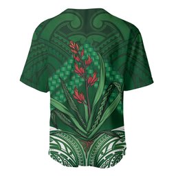 Rongoa Maori New Zealand Harakeke Baseball Jersey NZ Weaving Pattern Green