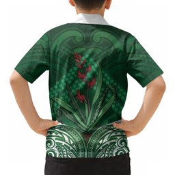 Rongoa Maori New Zealand Harakeke Hawaiian Shirt NZ Weaving Pattern Green