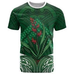 Rongoa Maori New Zealand Harakeke T Shirt NZ Weaving Pattern Green