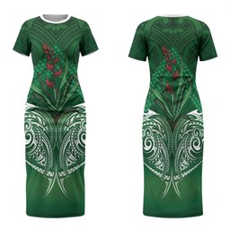 Rongoa Maori New Zealand Harakeke Family Matching Short Sleeve Bodycon Dress and Hawaiian Shirt NZ Weaving Pattern Green