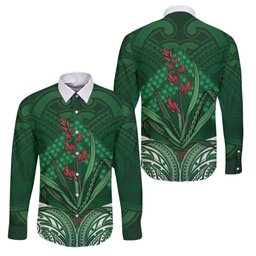 Rongoa Maori New Zealand Harakeke Family Matching Long Sleeve Bodycon Dress and Hawaiian Shirt NZ Weaving Pattern Green