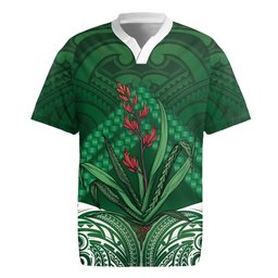 Rongoa Maori New Zealand Harakeke Rugby Jersey NZ Weaving Pattern Green