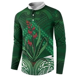 Rongoa Maori New Zealand Harakeke Button Sweatshirt NZ Weaving Pattern Green