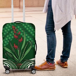 Rongoa Maori New Zealand Harakeke Luggage Cover NZ Weaving Pattern Green