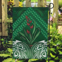 Rongoa Maori New Zealand Harakeke Garden Flag NZ Weaving Pattern Green