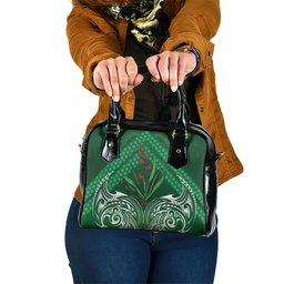 Rongoa Maori New Zealand Harakeke Shoulder Handbag NZ Weaving Pattern Green