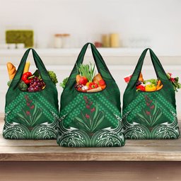 Rongoa Maori New Zealand Harakeke Grocery Bag NZ Weaving Pattern Green