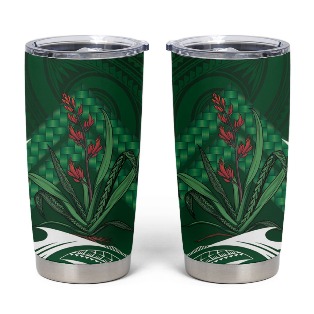 Rongoa Maori New Zealand Harakeke Tumbler Cup NZ Weaving Pattern Green