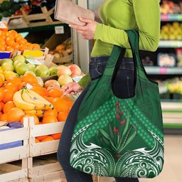 Rongoa Maori New Zealand Harakeke Grocery Bag NZ Weaving Pattern Green