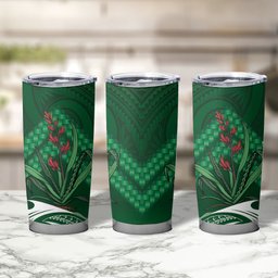 Rongoa Maori New Zealand Harakeke Tumbler Cup NZ Weaving Pattern Green